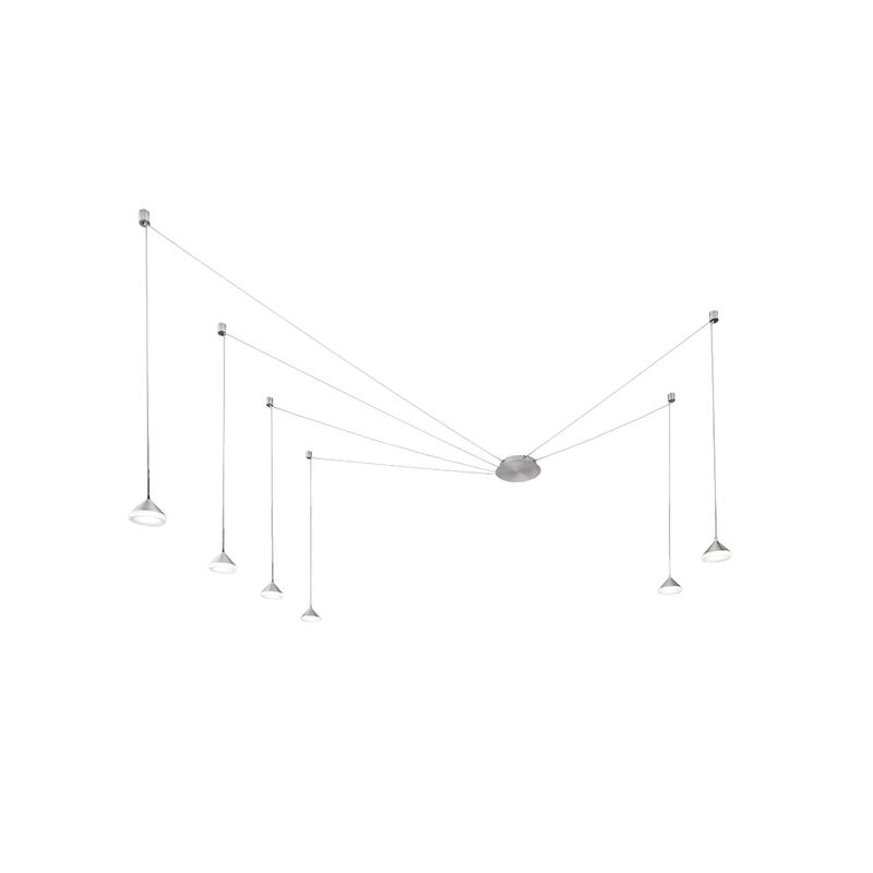 Lámpara colgante LED Isabella 48W 3000K regulable Ø350 cm Aluminio satinado - Lámpara de araña de metal de forma variable - Fabas Luce