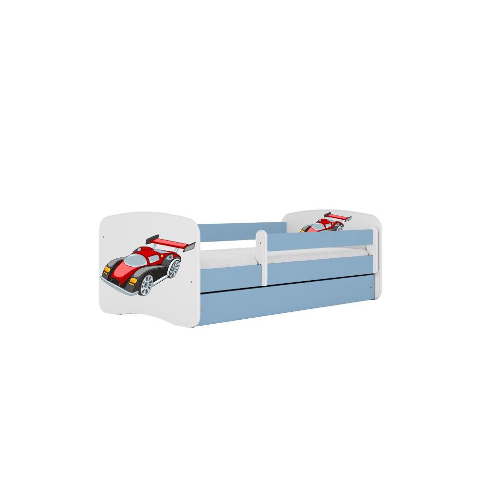 Cama 140 x 70 cm Kocot Kids com gaveta e colchão BabyDreams Racing Car Blue