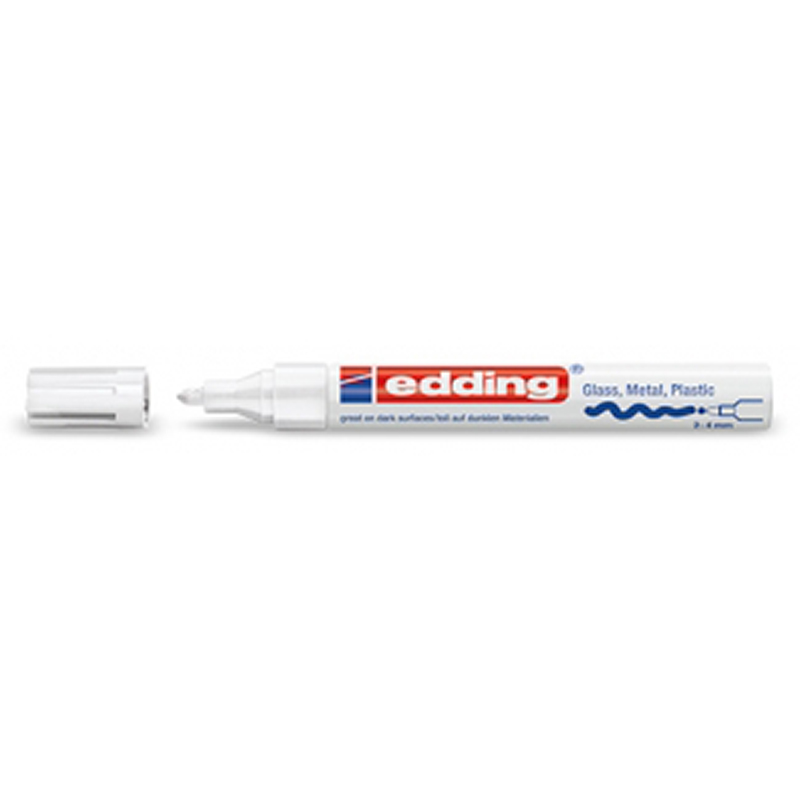 Pack 10 Unidades Edding 750 Rotulador Permanente - Punta Redonda - Trazo entre 2 y 4 mm. - Tinta Opaca - Secado Rapido - Color Blanco