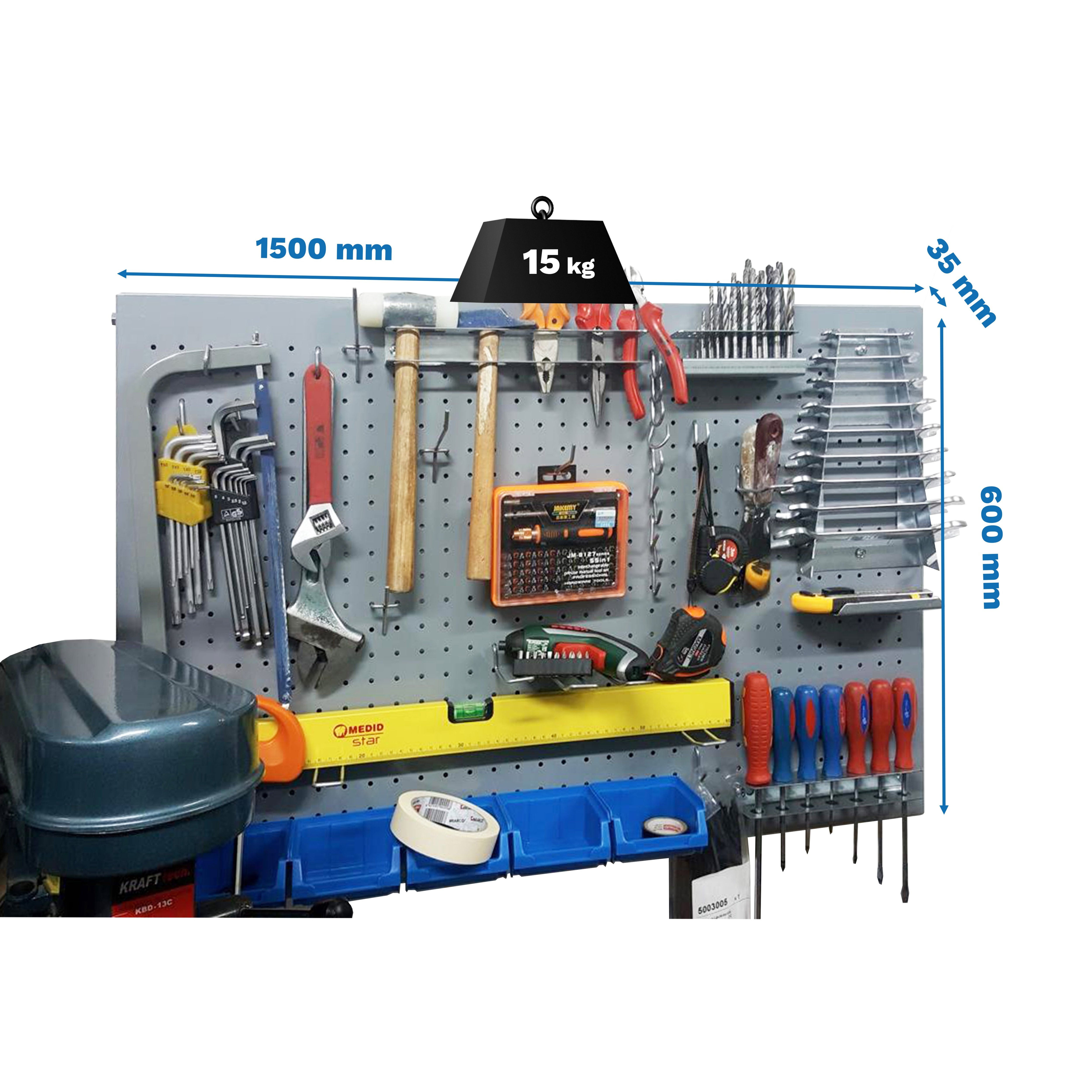 Estantería SIMONRACK Panelclick 1500x600 gris + 22 hook + 3 acce