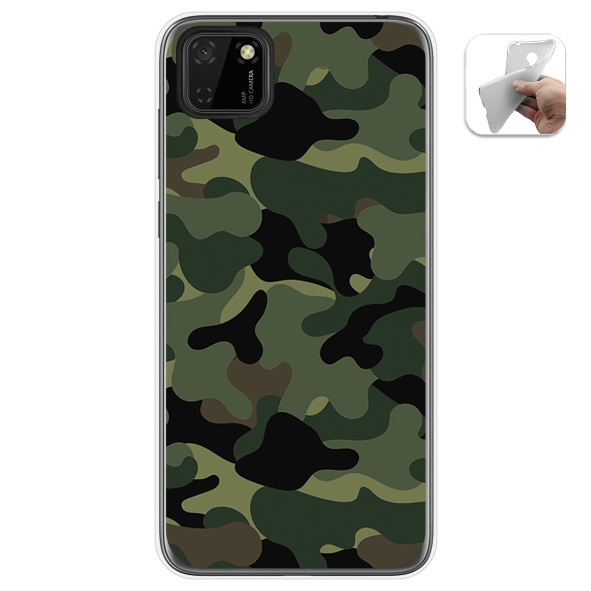 Tumundosmartphone Funda Gel Tpu para Huawei Y5p diseño Camuflaje Dibujos