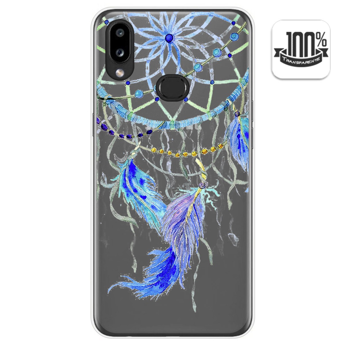 Tumundosmartphone Funda Gel Transparente para Samsung Galaxy A10s diseño Plumas Dibujos