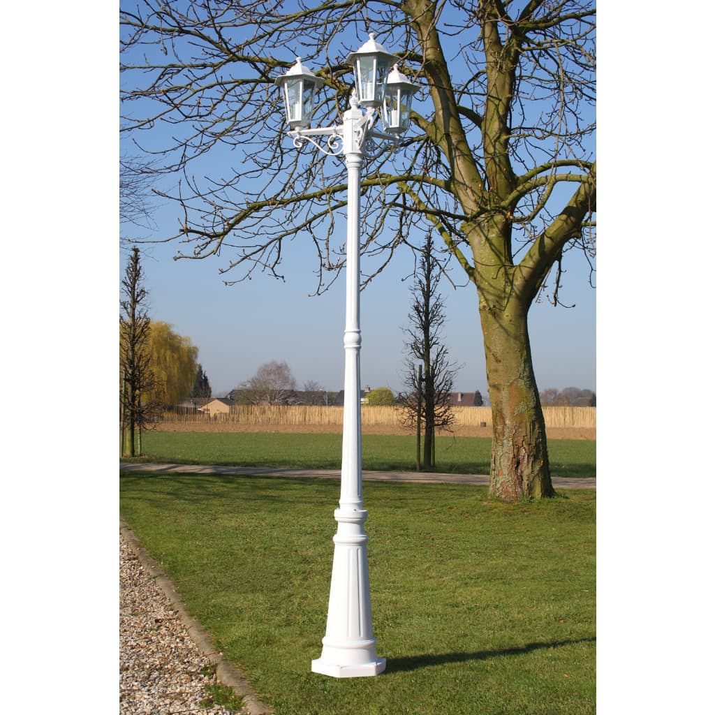 vidaXL Farola de Jardín con 3 Lámparas Aluminio Lámpara de Patio 215 cm Color Blanco,  Verde oscuro, y mas