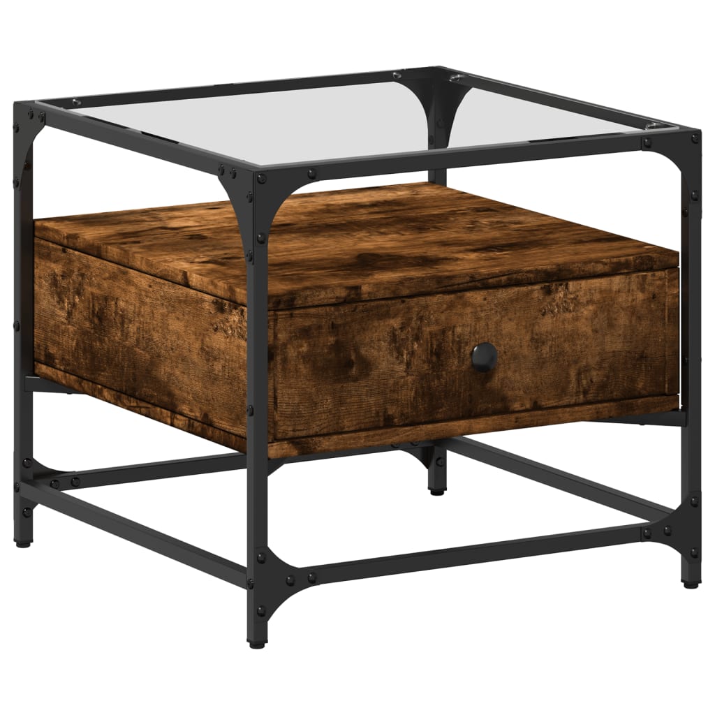 Vidaxl Mesa de Centro de Vidrio y Acero 50x50x45 Cm - Negro