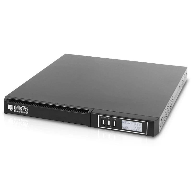 Riello - SAI (UPS) Vision Rack LB12476338 de 1,1 kVA y 800 W para servidores y centros de datos, topología interactiva con estabilización de tensión, 4 salidas AC y auto-rearranque
