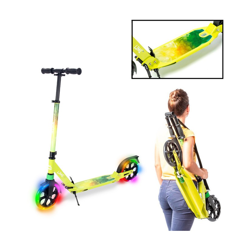 Ataa Cars Patinete Plegable Lime con Luces en las Ruedas - Transporte Urbano Sostenible