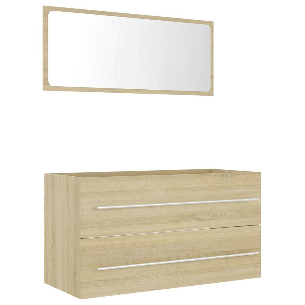 vidaXL Set de muebles de baño 2 pzas contrachapada en color Roble Sonoma/Madera antigua | almacenamiento funcional diseño moderno para baño dormitorio sala