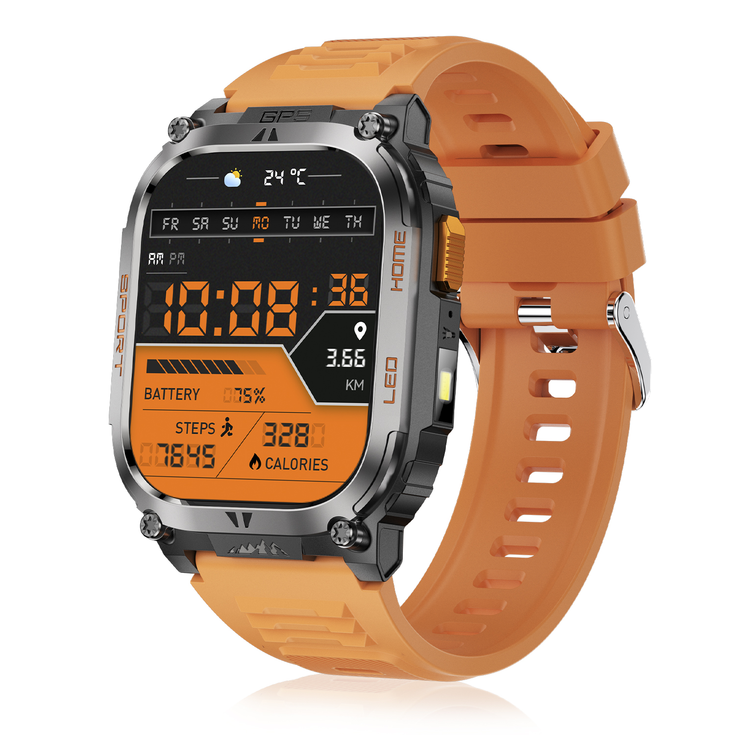 DAM Smartwatch QX18, llamadas bluetooth, GPS + 4 sistemas localización, linterna, más de 170 modos de deporte y monitor de salud. 4,3x1,3x5,5 Cm.