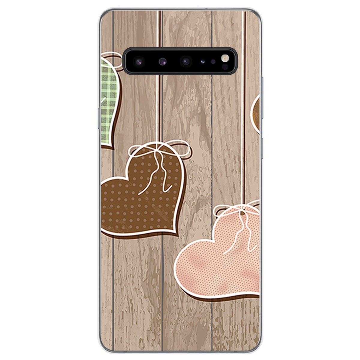 Tumundosmartphone Funda Gel Tpu para Samsung Galaxy S10 5G diseño Corazones Madera Dibujos
