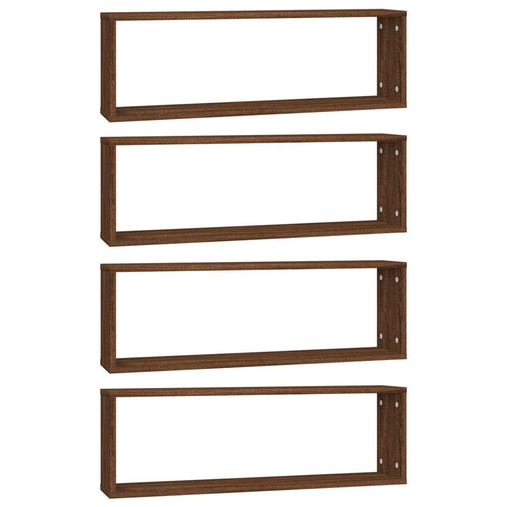 vidaXL Estante cúbico de pared 4 uds madera roble marrón 80x15x26,5cm