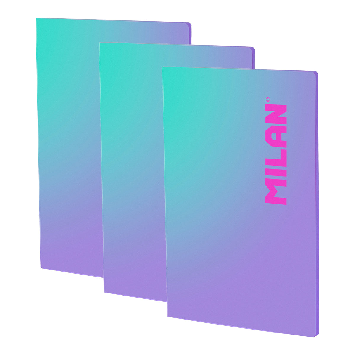 MILAN Sunset - Pack 3 Libretas A4 Encoladas. Papel Cuadriculado 48 Hojas 95gr Lila