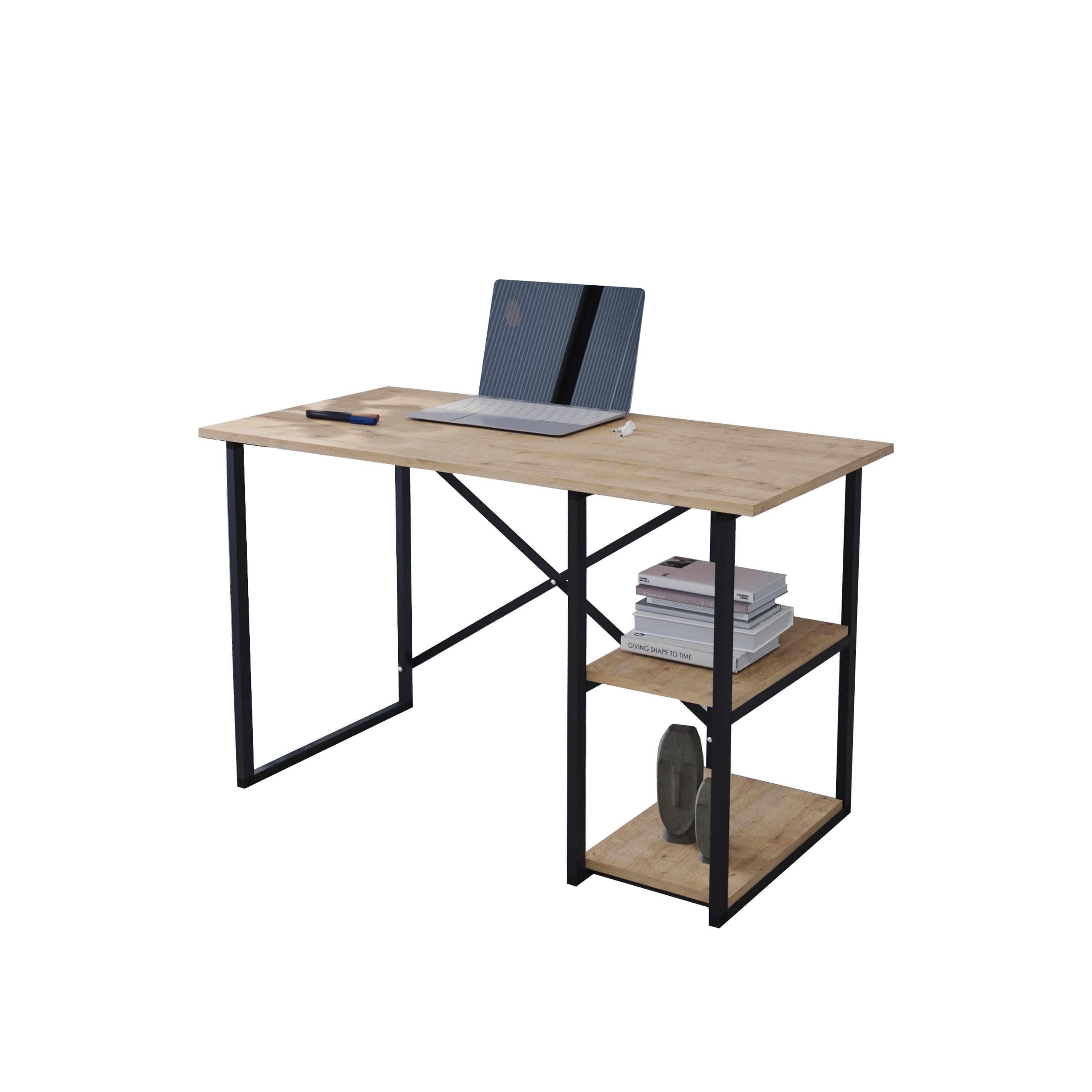 Buyqualia Mesa Escritorio para despacho u Oficina en casa de Estilo Industrial con Estructura de Acero (Ancho 90 cm)