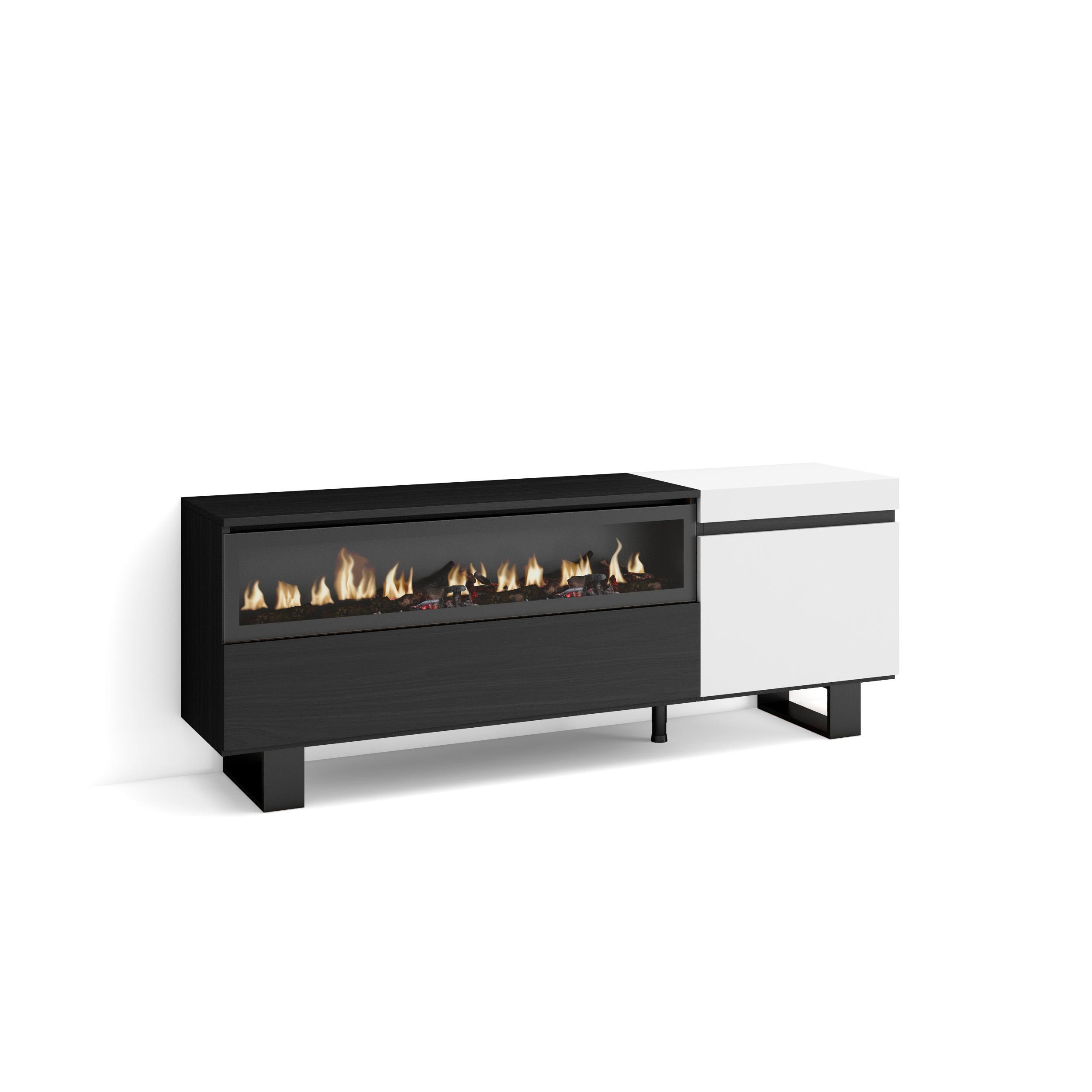 Skraut Home, Mueble de Televisión en melamina de alta calidad, Fuego led efecto 3d, Estilo Moderno Elegante, 153x35x57cm