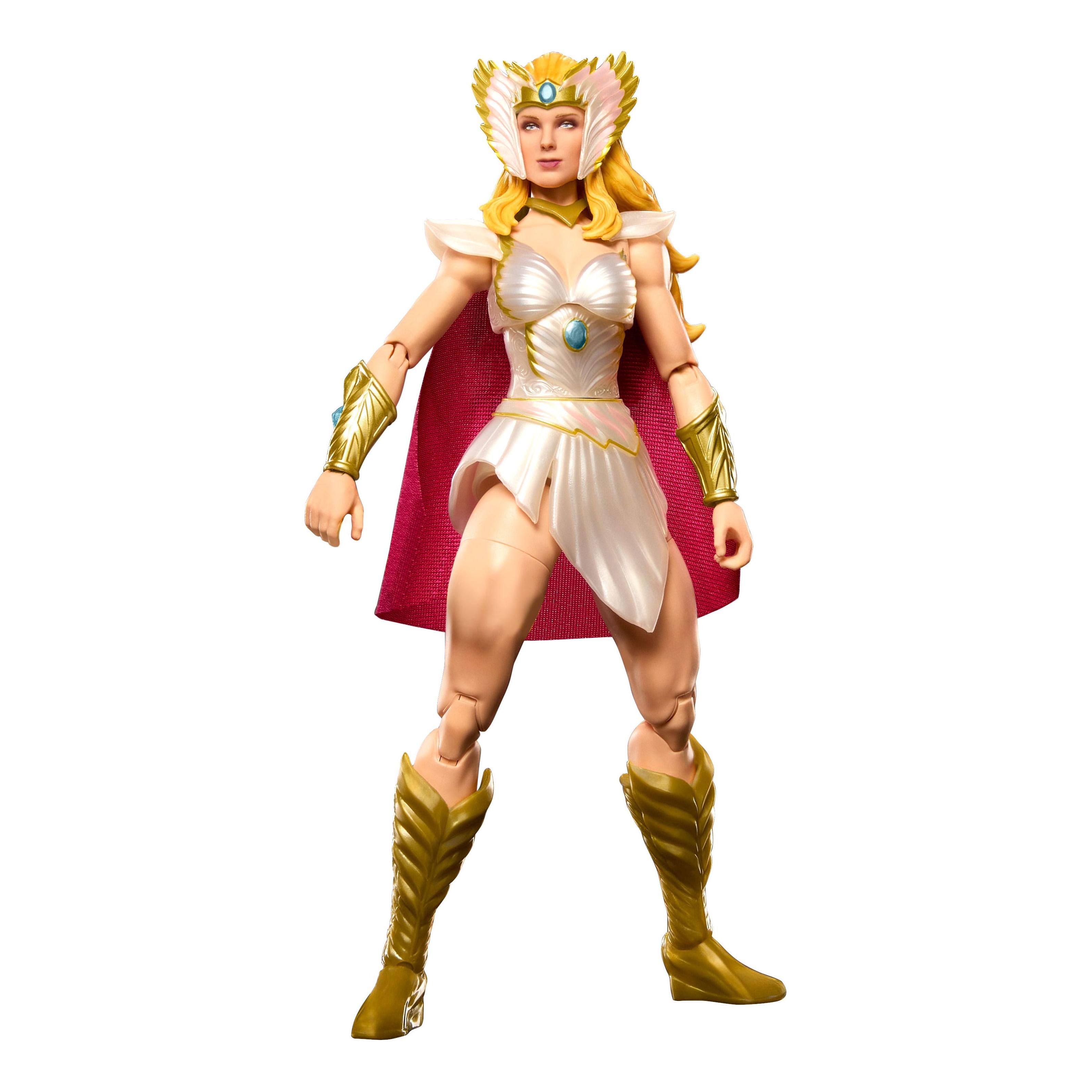 Masters of the Universe Masterverse New Etheria She-Ra Figura de acción de MOTU de 17,78cm con 30 puntos de articulación, manos intercambiables, capa de tela suave, escudo y espada, JBP83