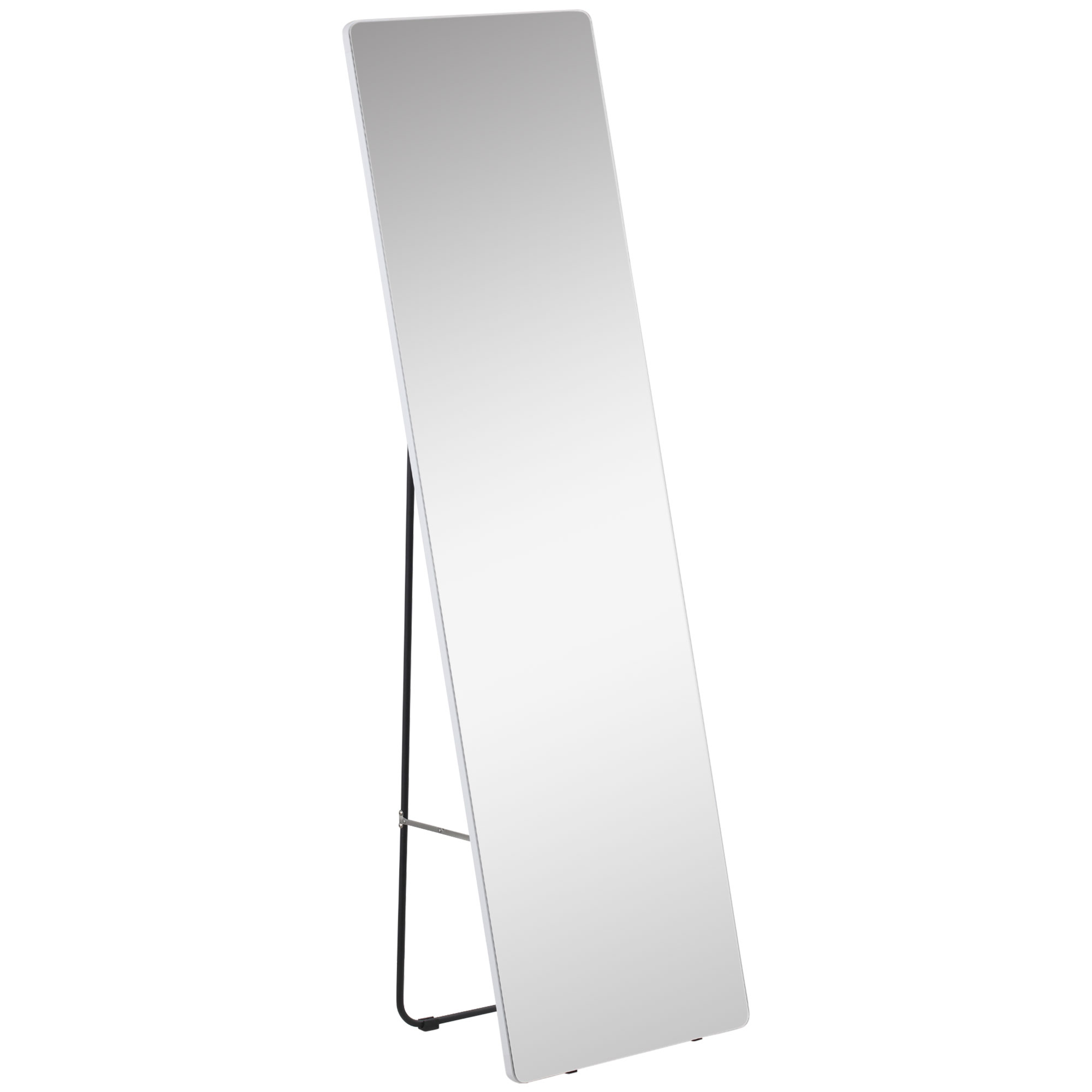 HOMCOM Espejo de Pie Espejo de Cuerpo Entero 45x37x158,5 cm Espejo de Pared con Marco de Aleación de Aluminio para Salón Dormitorio Vestidor Estilo Moderno Plata
