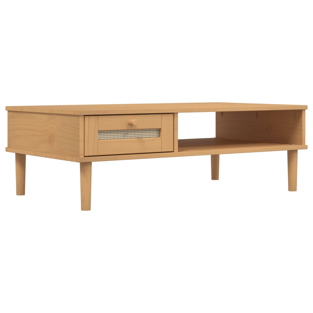 Vidaxl Mesa de Centro SENJA Aspecto Ratán Madera 100x55x33 Cm Marrón