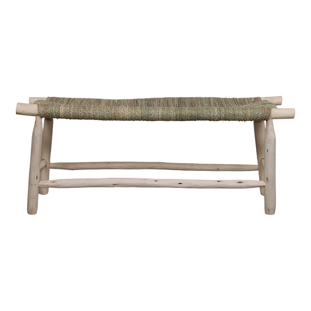 Banco De Madera Y Fibra Natural Bifase - Misterwils Furniture For Free Souls 120x45x34