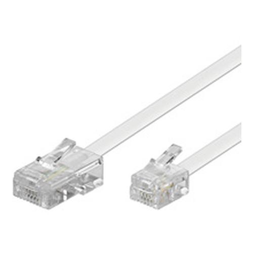 Goobay 3m RJ-11/RJ-45 Cable Blanco - Adaptador para cable (RJ-45, RJ-11, Male connector / Male connector, 3 m, Blanco)