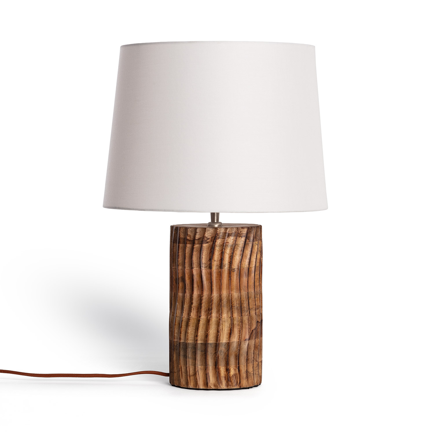 Ledkia Lámpara de Mesa Madera Shruti ILUZZIA Blanco