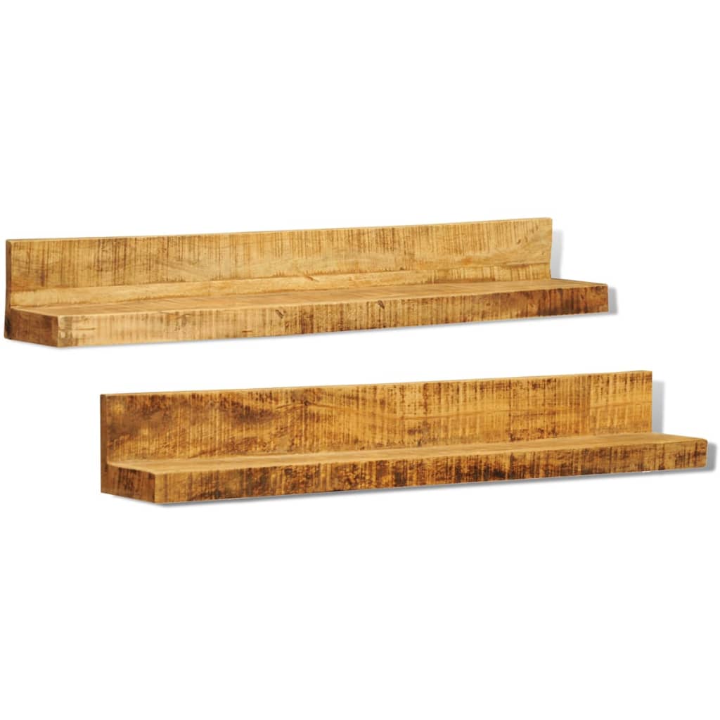 Vidaxl Estantes de Pared Madera Maciza (Pack 2) - Almacenaje Oficina Estudio Sala de Estar Dormitorio