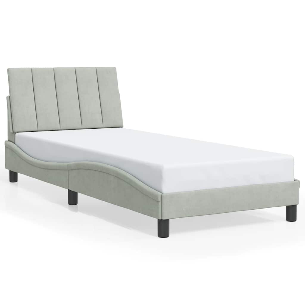 vidaXL Estructura de cama sin colchón Hanko terciopelo gris claro 90x200 cm