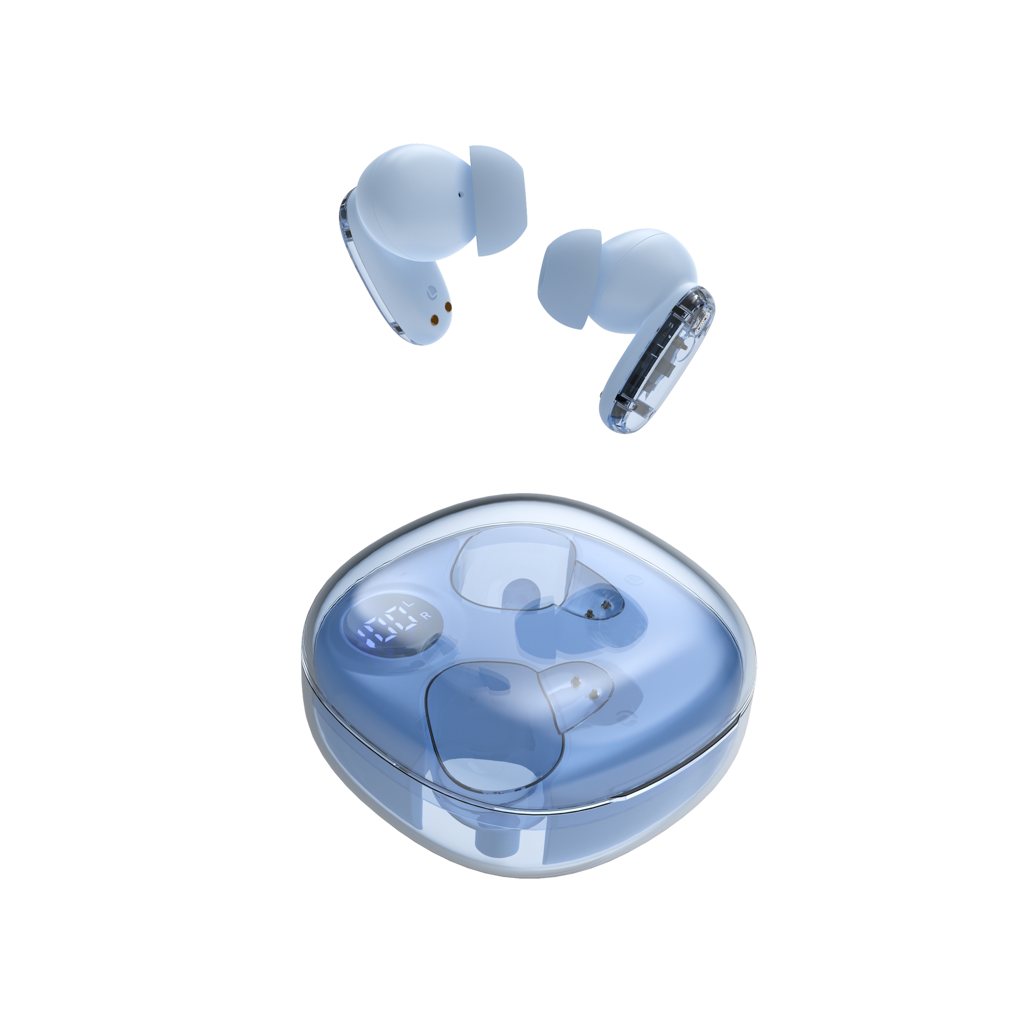 Mars Gaming MHIB2, Auriculares Bluetooth 5.4, Sonido Inmersivo, Diseño Ergonómico Semitransparente y Ultracompacto, 24 Horas Reproducción, Auriculares Inalámbricos con Estuche e Indicador LED, Auriculares en Negro, Azul, Rosa, Morado o Blanco