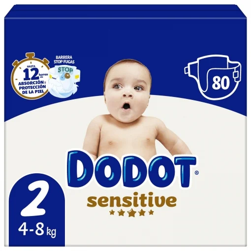Pañales Dodot Sensitive T1(2-5KG) 90ud -T2(4-8KG) 88ud-T3(7-11KG)2*56 total 112ud-T4(10-15KG)2*48 total96ud-T5(12-17KG)2*44 total 88ud-T6(14+KG)2*41 total 82ud