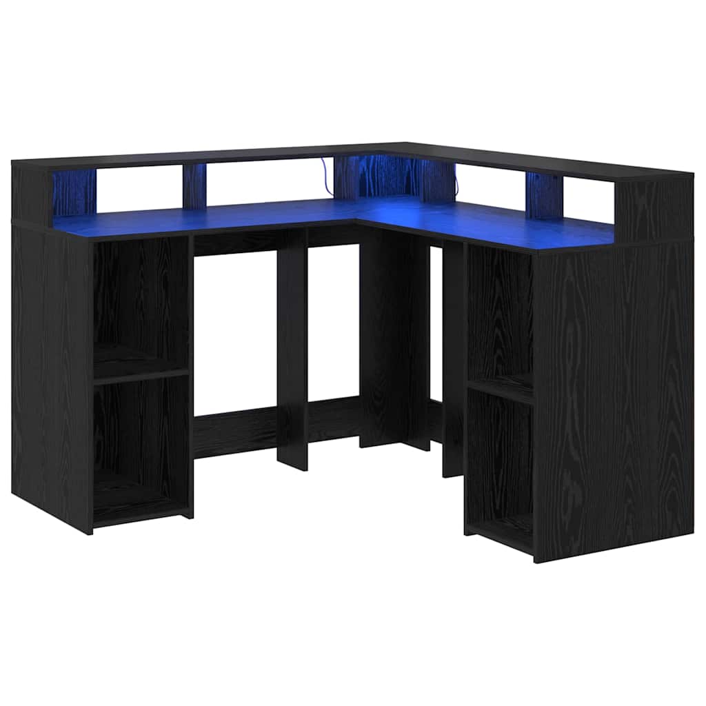 vidaXL Escritorio Roble Negro 130 x 130 x 91 cm Madera de ingeniería