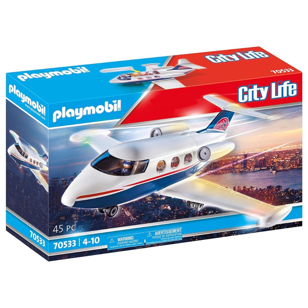 Playmobil avión jet privado (70533) City Life con figura de piloto y 2 figuras de pasajeros