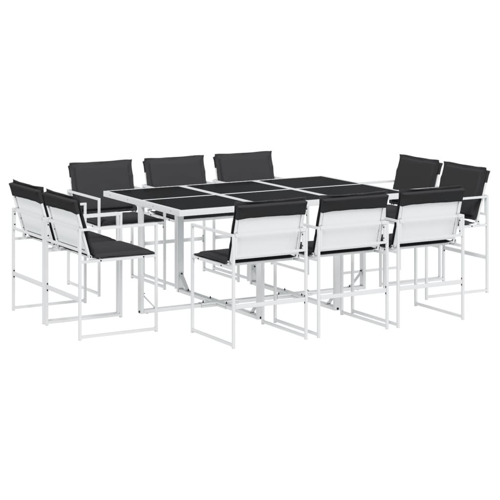 vidaXL Juego de comedor de jardín 11 pzas con cojines textilene blanco