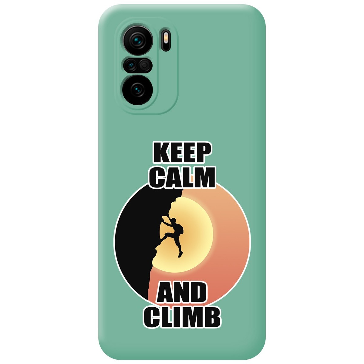 Tumundosmartphone Funda Silicona Líquida Verde para Xiaomi POCO F3 5G / Mi 11i 5G diseño Hombre Escalada Dibujos