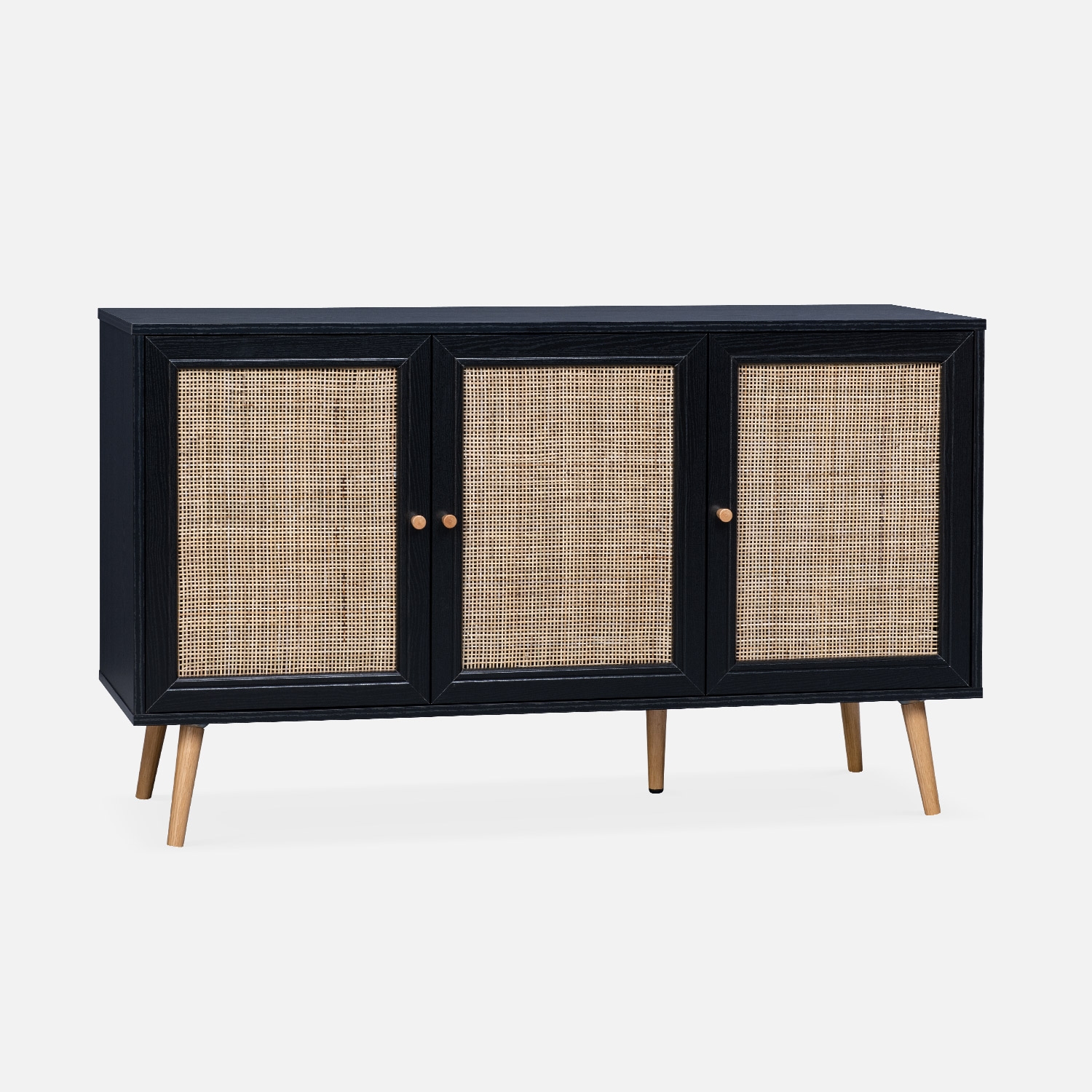 sweeek - Aparador 3 puertas de caña, 120cm , Boheme , 120x39x70