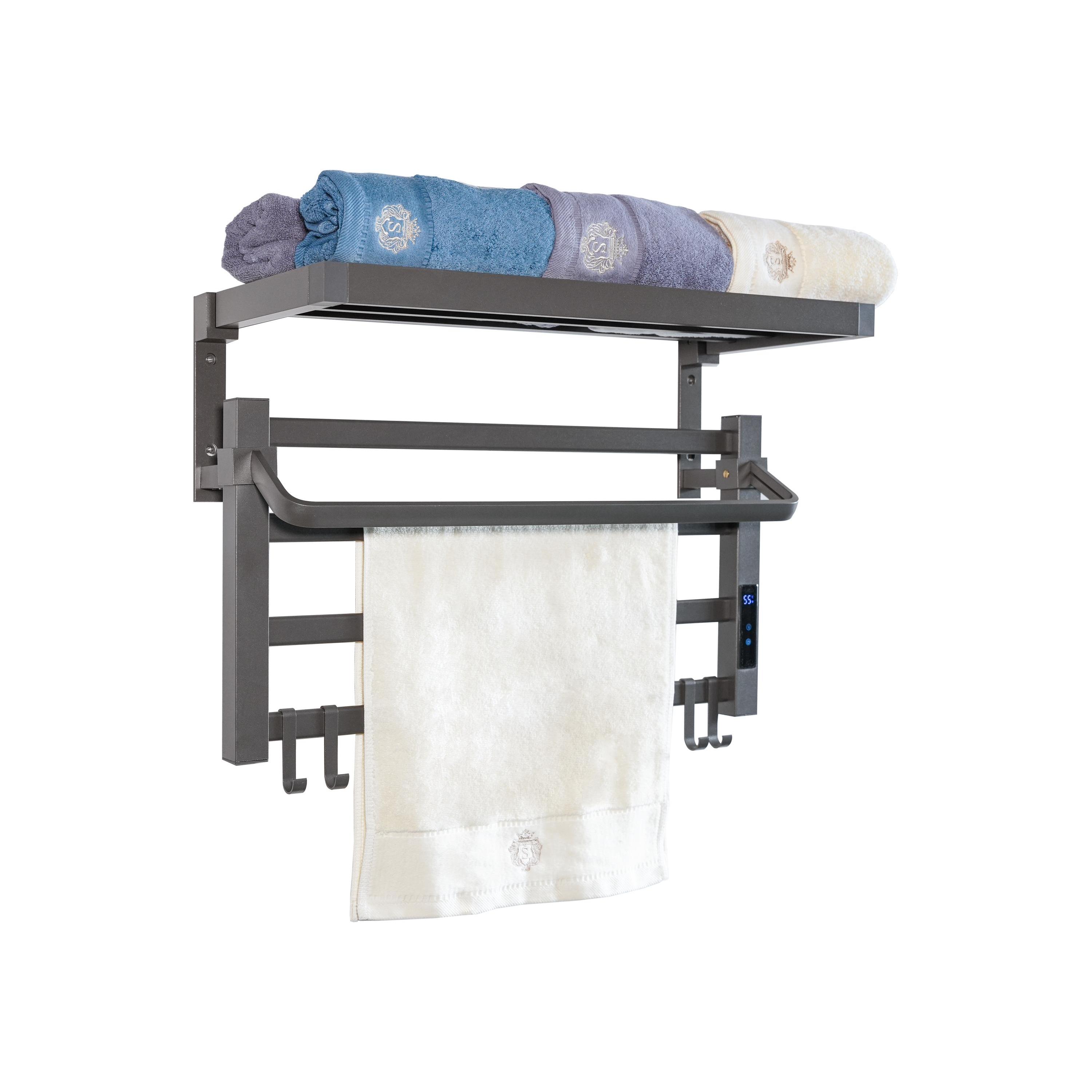Toallero eléctrico con estante color gris antracita 55W Purline NTW-09