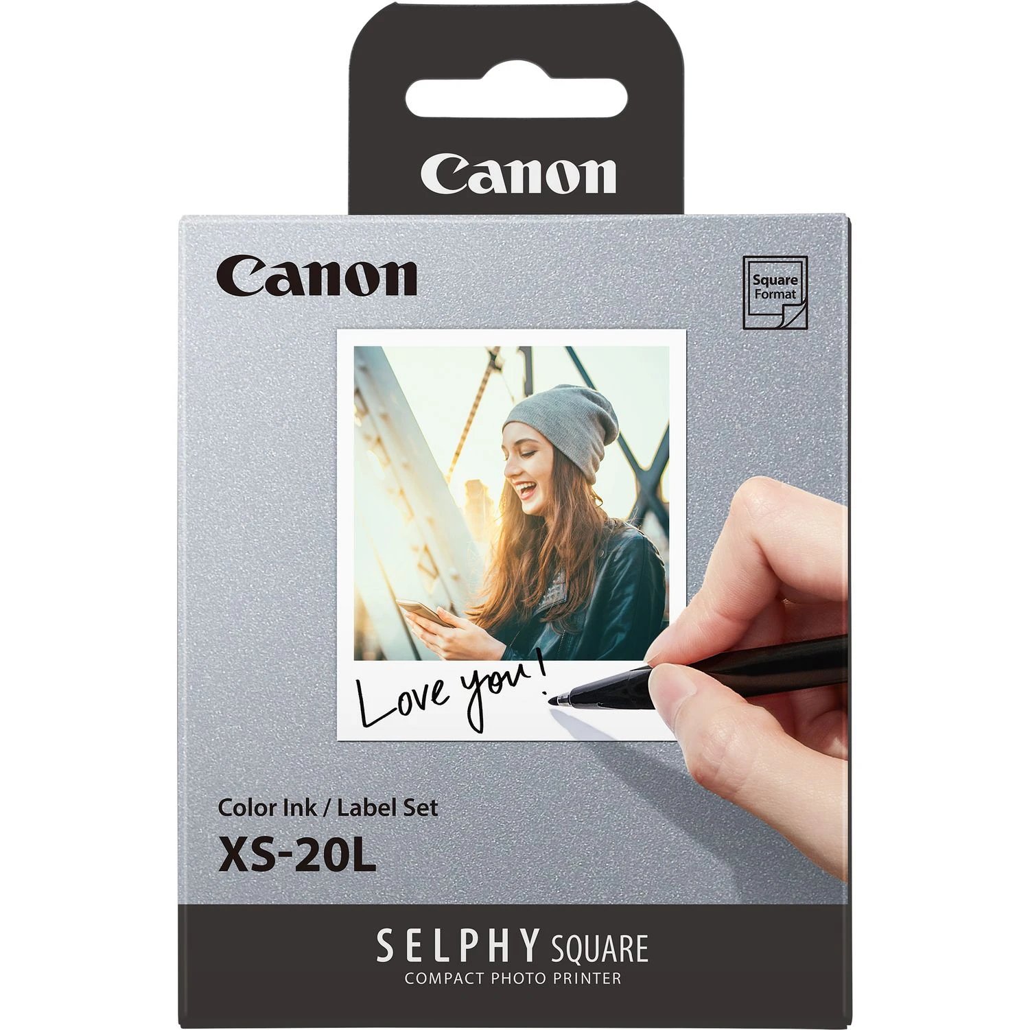 Canon - Papel fotográfico adhesivo XS-20L 4119C002 para impresora SELPHY SQUARE QX10, 20 hojas cuadradas 72 x 85 mm con borde amplio y acabado retro resistente al agua