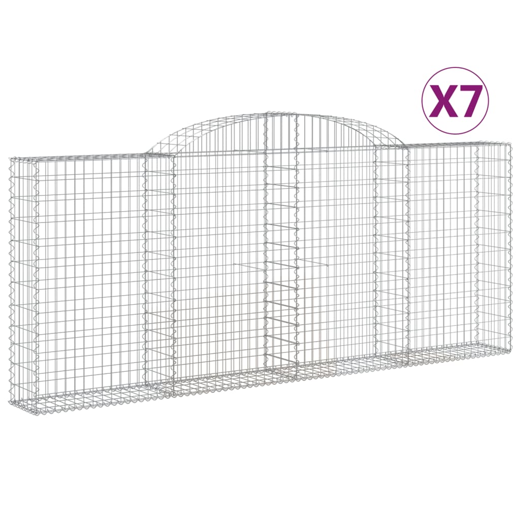 Vidaxl Cestas de Gaviones en Forma de Arco, 7 Uds, Hierro, 300 X 30 X 40/60 - 300 X 30 X 80/100 Cm