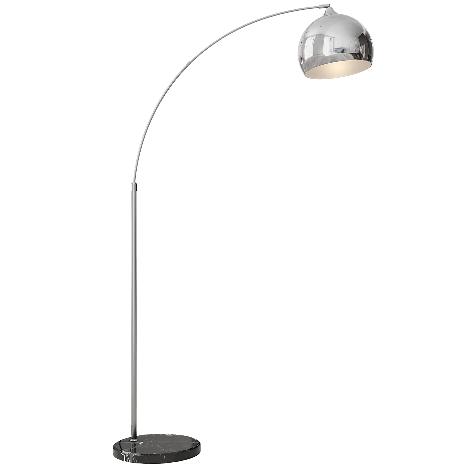 HOMCOM Lámpara de Pie Arco Moderna, Lámpara de Lectura de Pie 40 W para Bombilla E27 con Altura y Longitud Ajustable, Interruptor de Pie, para Salón, Dormitorio, Oficina, 110-115x35x170-180 cm, Plata