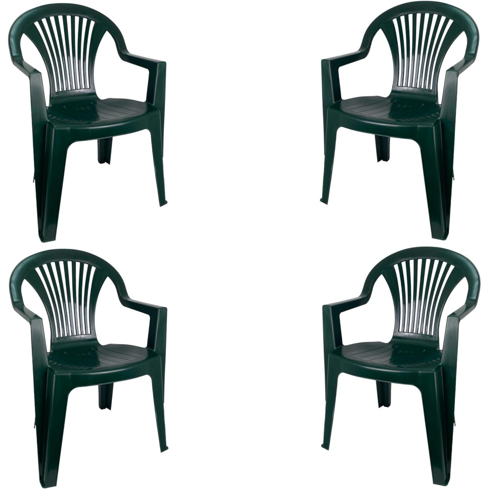 Set de Sillas plasticas para Terraza, Jardín, Patio, Playa, Camping, apilables (4X Verde) COSHANO