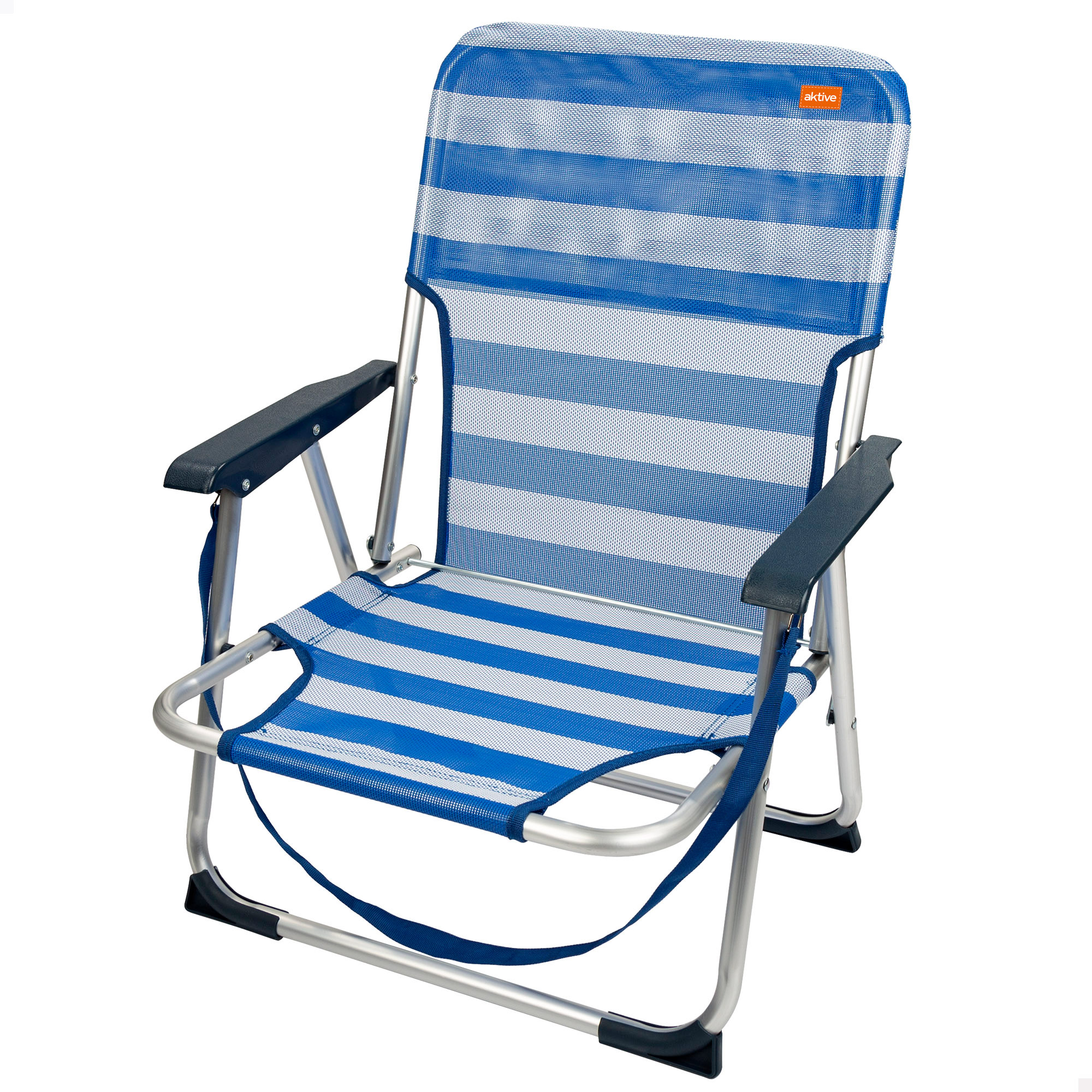 Aktive - Silla de playa plegable, posición fija, topes antivuelco, estructura aluminio, tejido textileno, asa transporte de hombro, sillas plegables, silla plegable camping, jardín