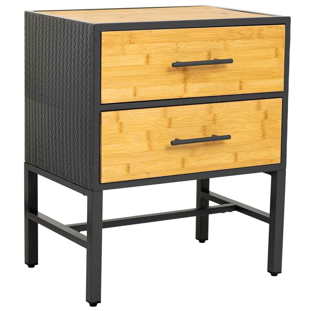 Wonderlust Deco - Mesita de noche de metal y madera 2 cajones, negro50x35x60h cm Negro 50x35x60h cm