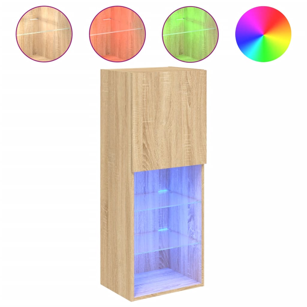 vidaXL Mueble para TV con luces LED 40,5x30x102 cm, Mueble de Salon, Mueble TV, Mueble TV salon, Mesa de TV, Mueble tele