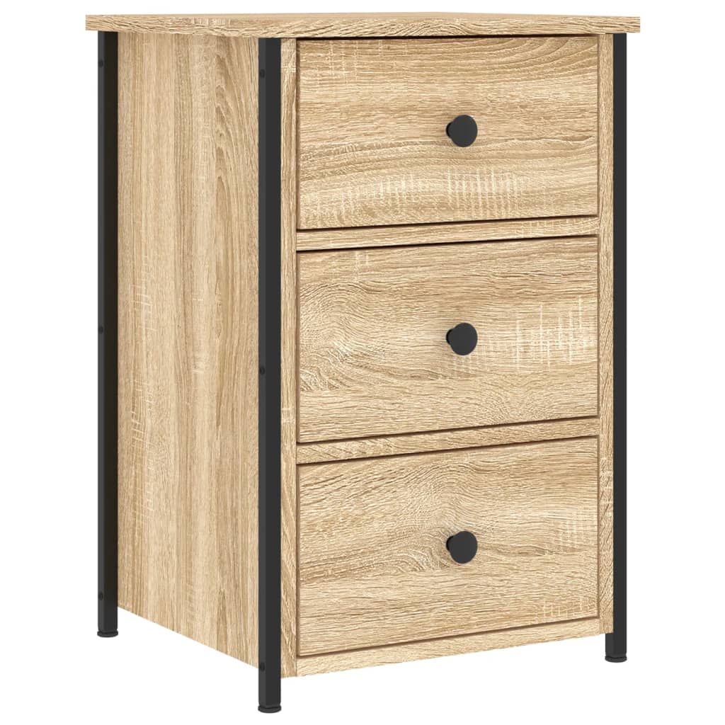 Vidaxl Mesita de Noche Negra 40x36x60 Cm - Madera de Ingeniería, Roble Sonoma, Roble Ahumado