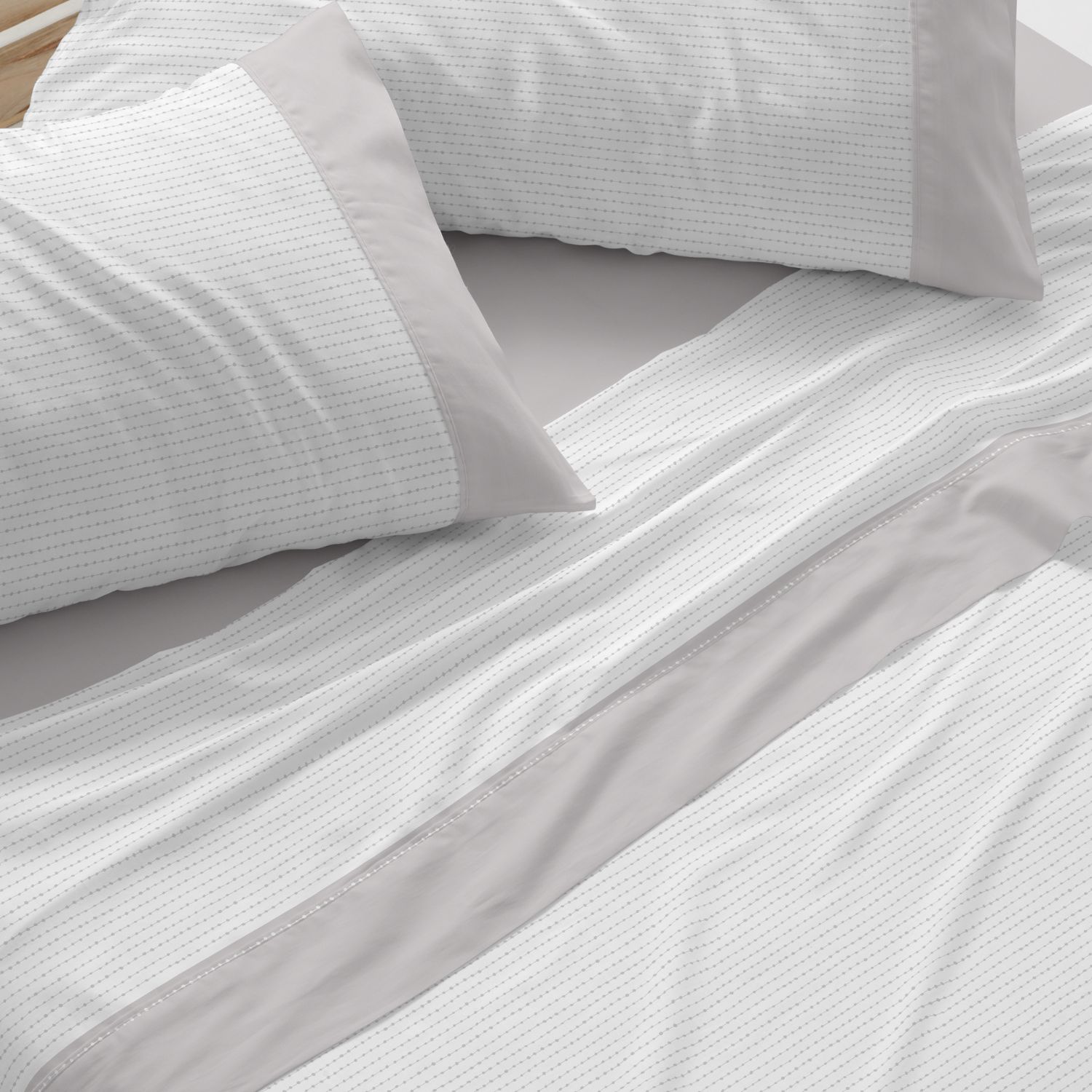 Juego de Sábanas Franela 100% Algodón Burrito Blanco - Diseño Geométrico Azul y Gris - Máxima Calidez y Suavidad - Todas las Medidas