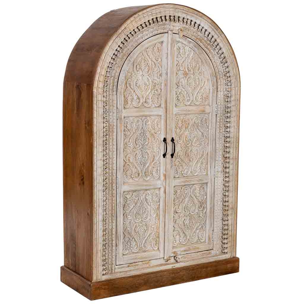 Wonderlust Deco - Armario de madera artesanal marrón y blanco 2 puertas 112x41x181h cm Blanco 112x41x181h cm