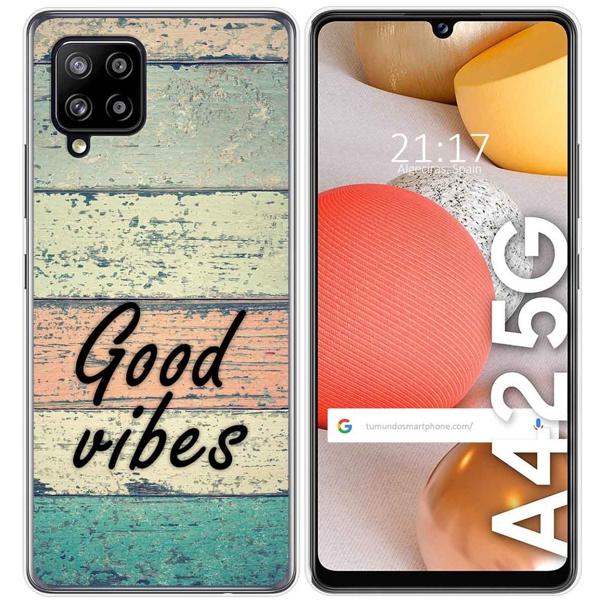 Tumundosmartphone Funda Gel Tpu para Samsung Galaxy A42 5G diseño Madera 01 Dibujos