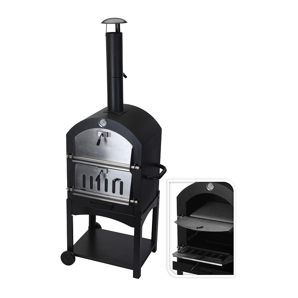 Barbacoa de carbon con horno de piedra 44,5x65x158cm
