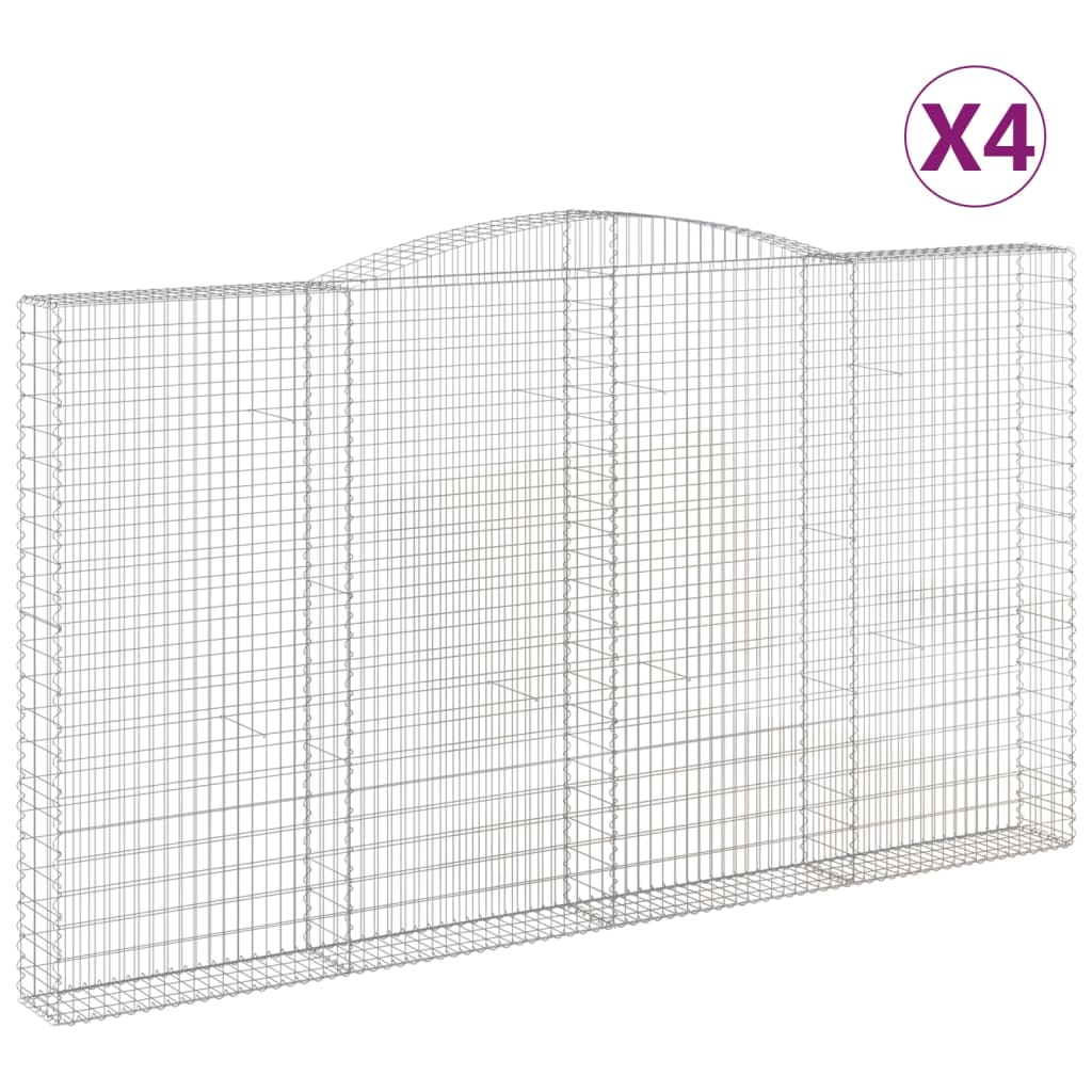 vidaXL Cestas de gaviones 4 uds forma de arco hierro Dimensiones 400 x 30 x 40/60 cm,  400 x 30 x 180/200 cm,  400 x 30 x 200/220 cm y mas