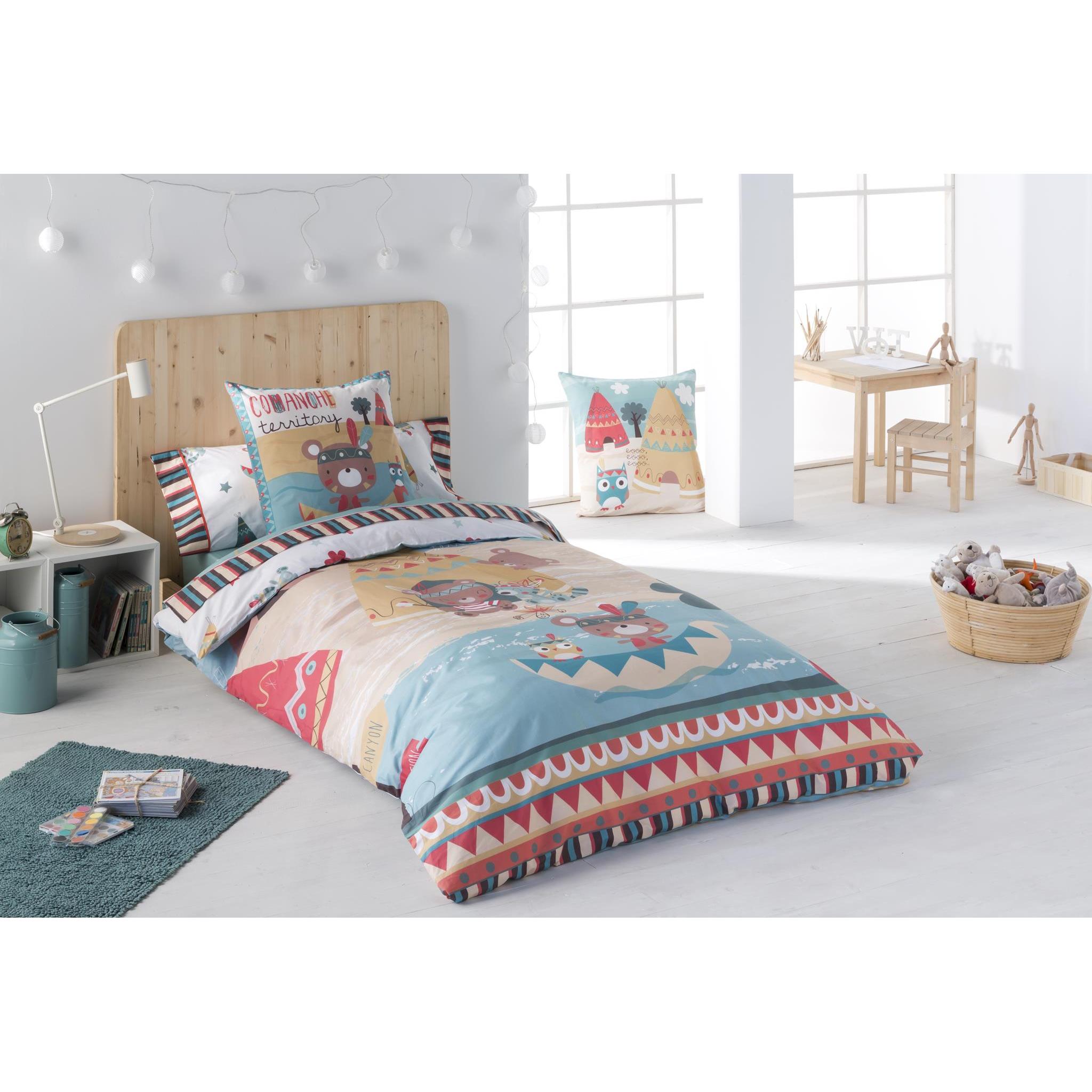 JVR - Funda Nordica Juego de 3 piezas modelo INDI - Tejido 100% Algodón Percal 200 hilos - Estampado digital - Fabricado en España - Cama 90/105/135/150/160/180