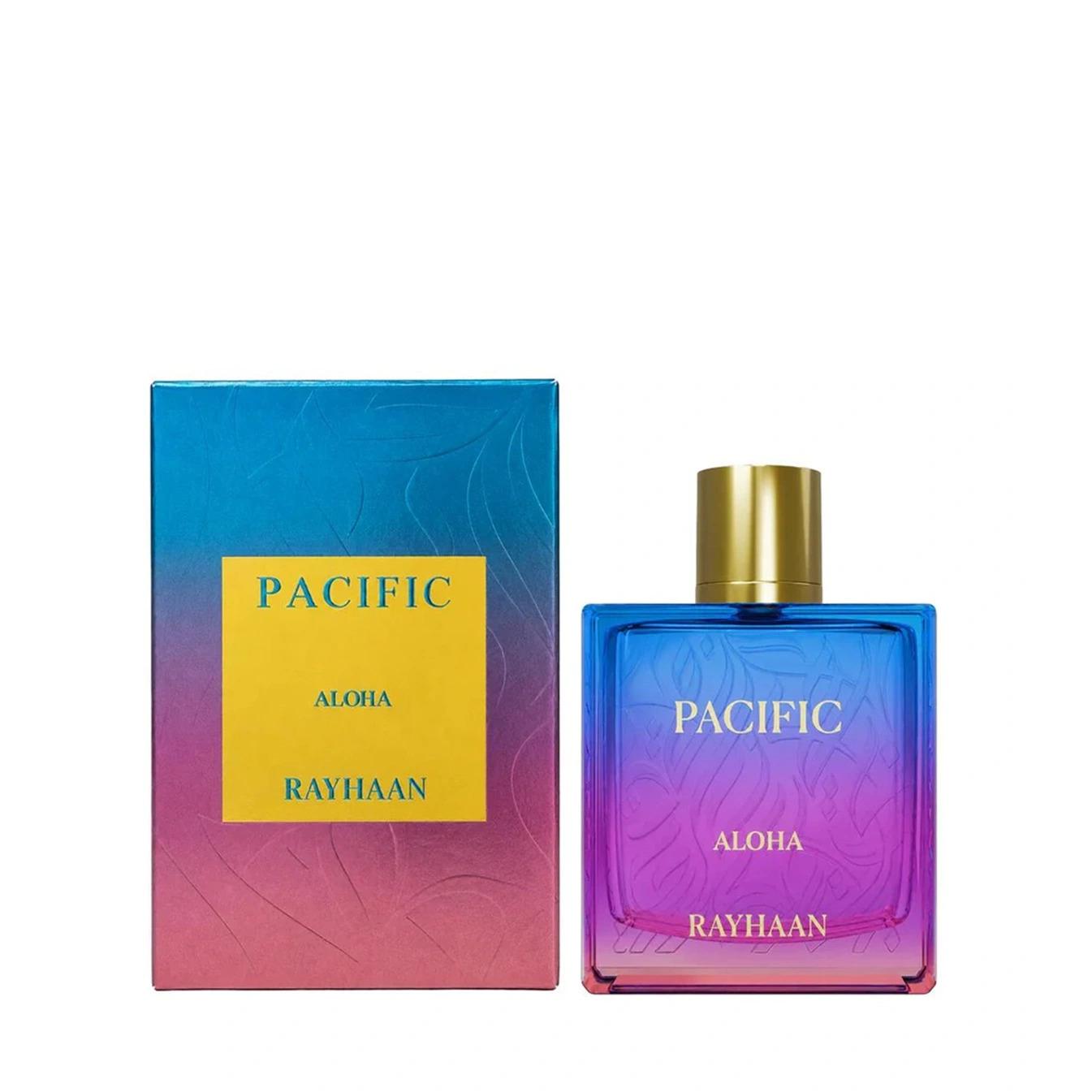 Rayhaan Pacific Aloha 100 ml – Perfume árabe frutal-tropical, cóctel de sandía y coco, notas marinas & fondo adictivo de cacao y amberwood