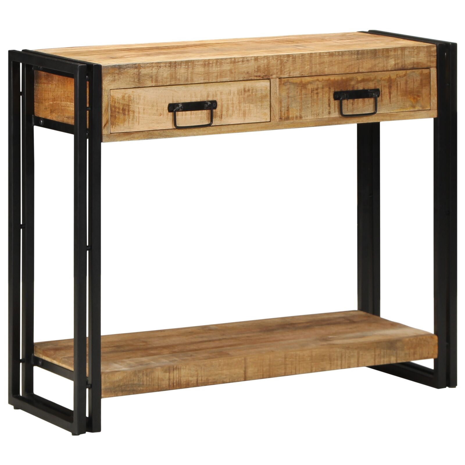 mesa consola vidaXL 90x33x75 cm de madera maciza rugosa de mango