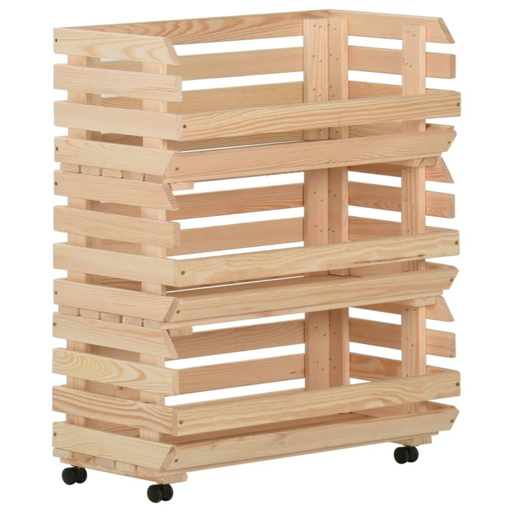 vidaXL Carrito para verduras madera maciza de pino en dimensiones 37x30x80 cm/77x30x80 cm/57x30x80 cm